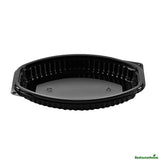 Containers, Food, RW Base 12 Ounce, Microwavable Plastic, Black, 8 x 5.50 x 2 Inch, Oval, Includes Clear Lid,50 - 1 EACH