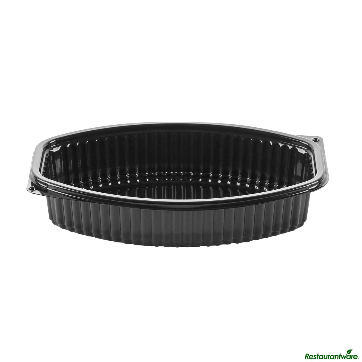 Containers, RW Base 28 Ounce, Microwavable Plastic, Black, 9.25 x 5.75 x 2.75 Inch, Oval, Includes Clear Lid,50 - 1 EACH
