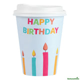 Cups, Hot, Restpresso 12 Ounce, Paper, Happy Birthday, Single Wall, 3.5 x 3.5 x 4.75 Inch, with White Lid,20 - 1 EACH