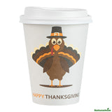 Cups, Hot, Restpresso 12 Ounce, Paper, Happy Thanksgiving, Single Wall, 3.5 x 3.5 x 4.75 Inch, with White Lid,20 - 1 EACH