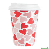 Cups, Hot, Restpresso 12 Ounce, Paper, Valentine's Day, Single Wall, 3.5 x 3.5 x 4.75 Inch, with White Lid,20 - 1 EACH