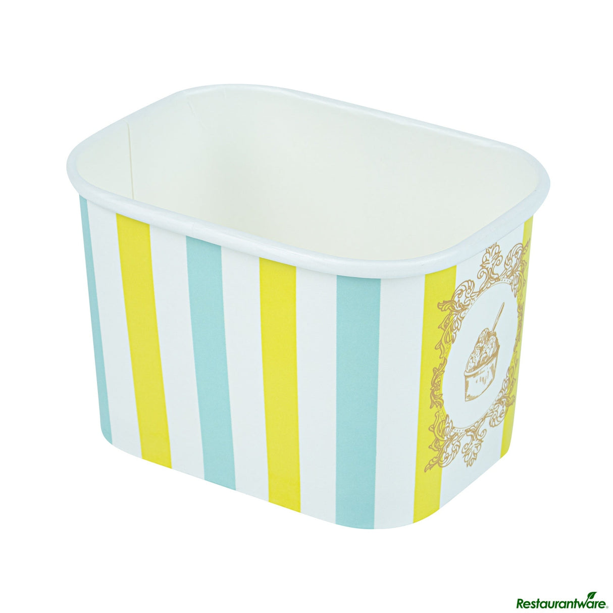 Cups, To-Go, Coppetta 12 Ounce, Paper, Blue & Green Stripe, Square, 4.25 x 3.25 x 2.75 Inch,50 - 1 EACH
