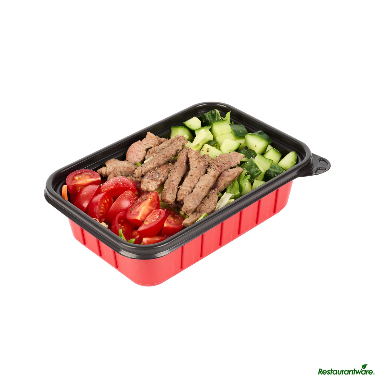 Boxes, To Go, Bento Tek 22 Ounce, Microwavable Plastic, Red, 7.25 x 4.75 x 2 Inch,50 - 1 EACH