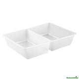 Trays, 2-Compartment Insert, Bio Tek 43 Ounce, Microwavable Plastic, White, for 49/71/98 Ounce Take-Out Box,50 - 1 EACH