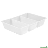 Trays, 3-Compartment Insert, Bio Tek 40 Ounce, Microwavable Plastic, White, for 49/71/98 Ounce Take-Out Box,50 - 1 EACH