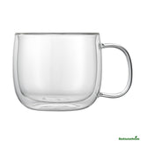 Mugs, Coffee, 17 Ounce, Glass, Double Wall, with Handle,6 - 2 COUNT