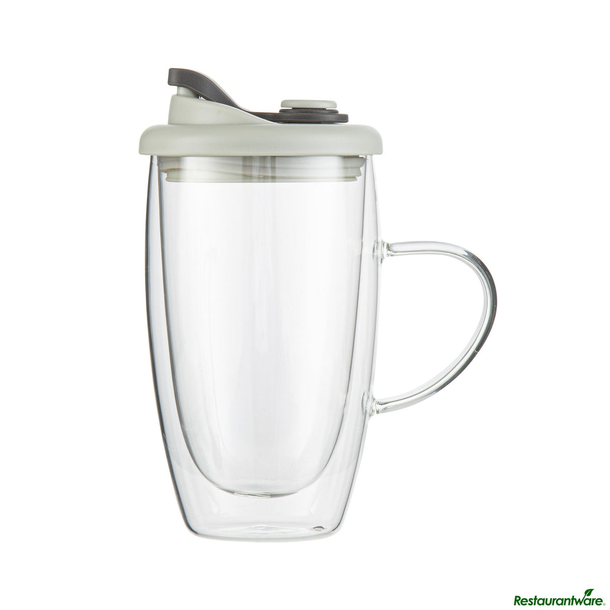 Mugs, Travel, Forma Professional, 15 Ounce, Double-Wall, Borosilicate, includes Gray Lid, with Handle,10 - 1 EACH
