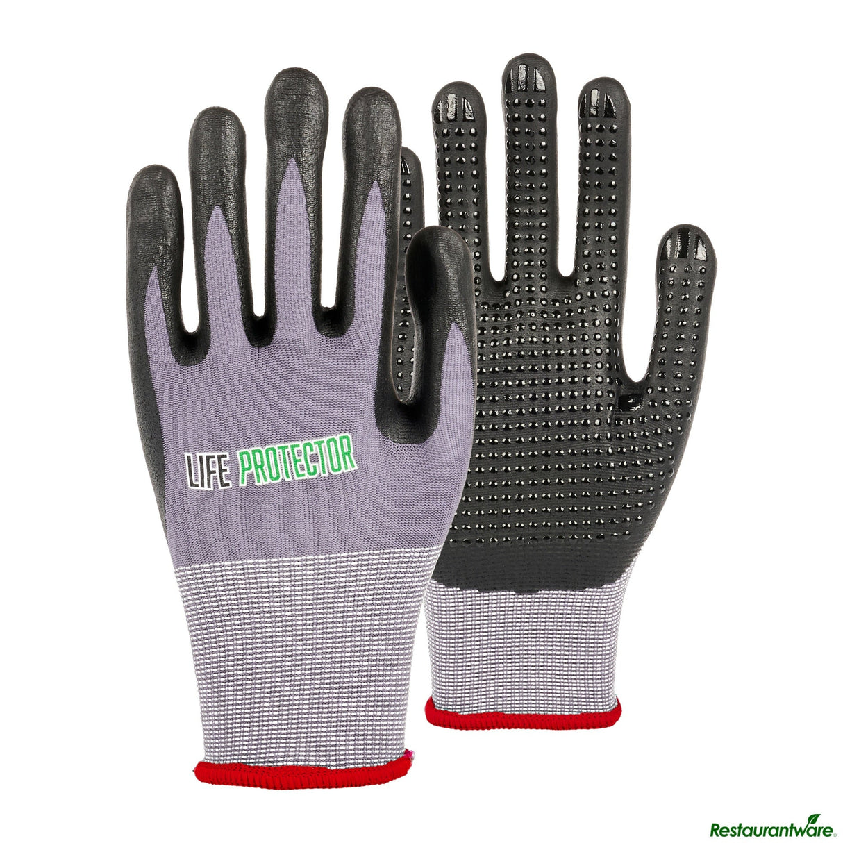 Gloves, Work, Life Protector Small, Nylon, Thin Nitrile Foam Coated Palm, Gray,10 - 2 PIECE