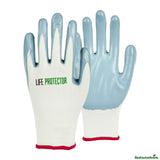 Gloves, Work, Life Protector Small, Nylon, Nitrile Coated Palm, White,10 - 2 PIECE