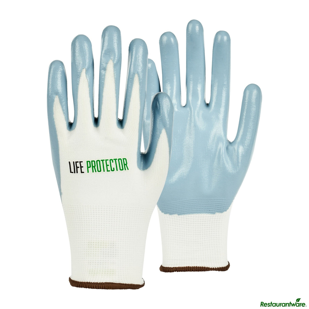 Gloves, Work, Life Protector Large, Nylon, Nitrile Coated Palm, White,10 - 2 PIECE