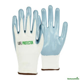 Gloves, Work, Life Protector Large, Nylon, Nitrile Coated Palm, White,10 - 2 PIECE