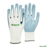 Gloves, Work, Life Protector X-Large, Nylon, Nitrile Coated Palm, White,10 - 2 PIECE