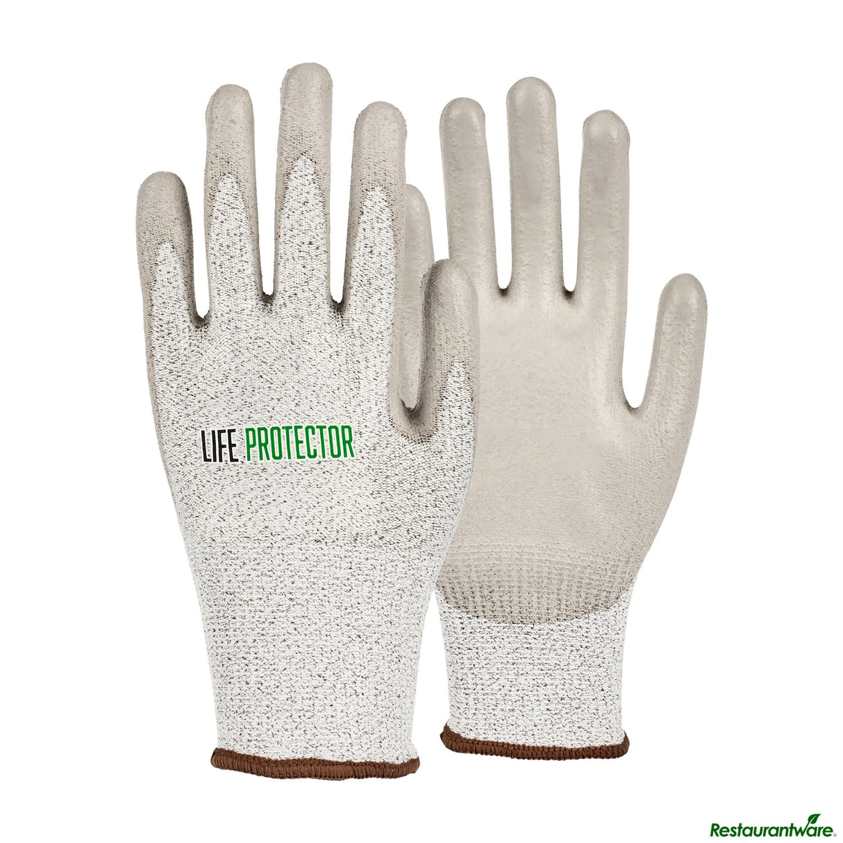 Gloves, Work, Life Protector Large, Cut-Resistant, HPPE Polyester & Spandex, Polyurethane Coated Palm, Gray,10 - 2 PIECE