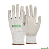 Gloves, Work, Life Protector Large, Cut-Resistant, HPPE Polyester & Spandex, Polyurethane Coated Palm, Gray,10 - 2 PIECE