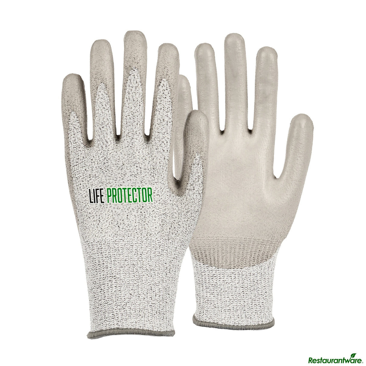 Gloves, Work, Life Protector X-Large, Cut-Resistant, HPPE Polyester & Spandex, Polyurethane Coated Palm, Gray,10 - 2 PIECE