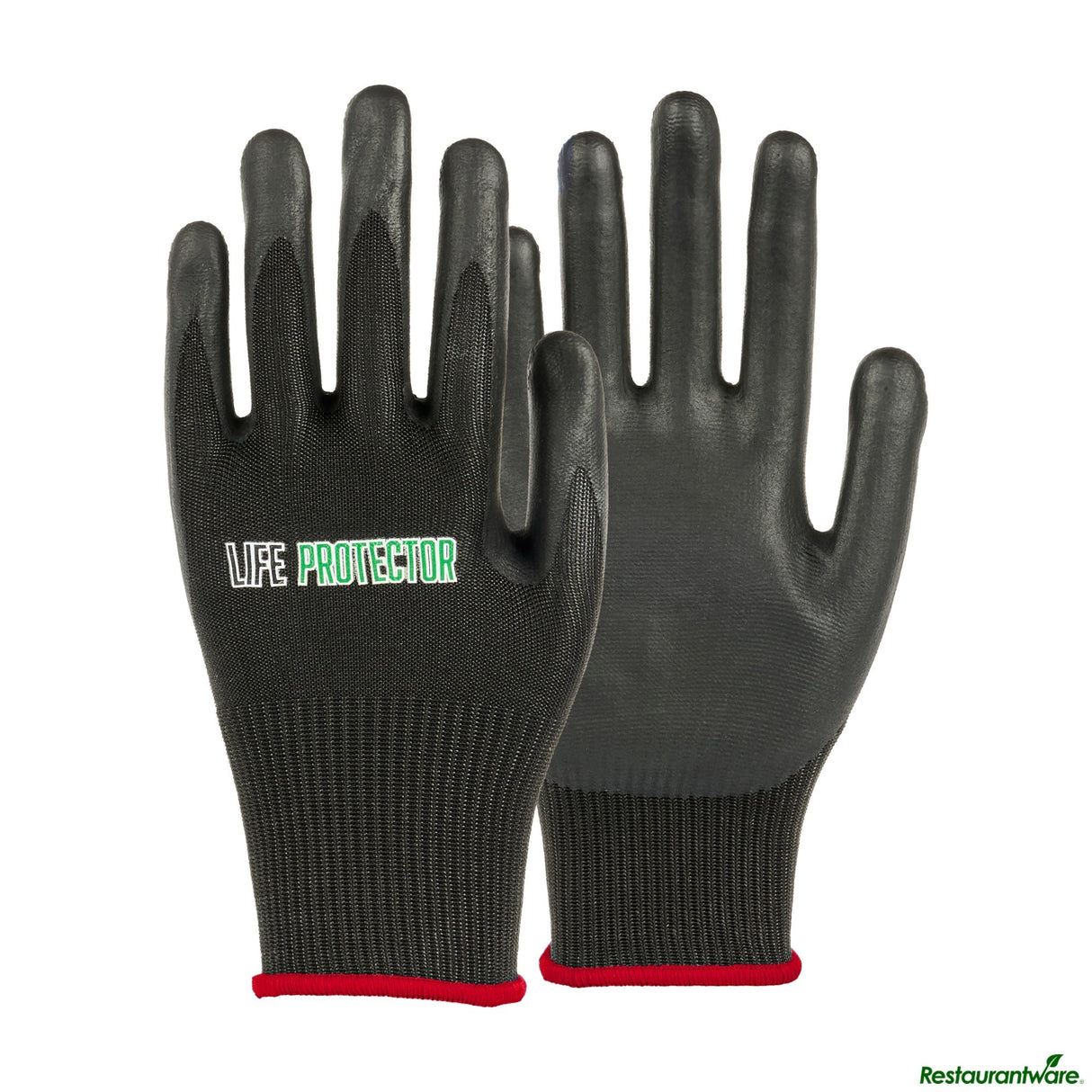 Gloves, Work, Life Protector Small, Cut-Resistant, HPPE Nylon & Spandex, Thin Nitrile Foam Coated Palm, Black,10 - 2 PIECE