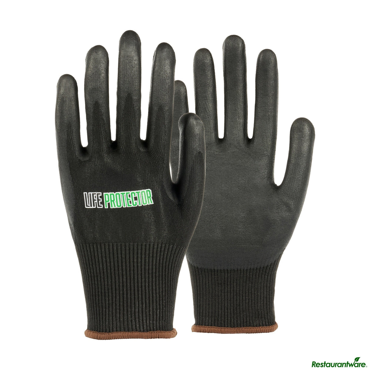 Gloves, Work, Life Protector Large, Cut-Resistant, HPPE Nylon & Spandex, Thin Nitrile Foam Coated Palm, Black,10 - 2 PIECE