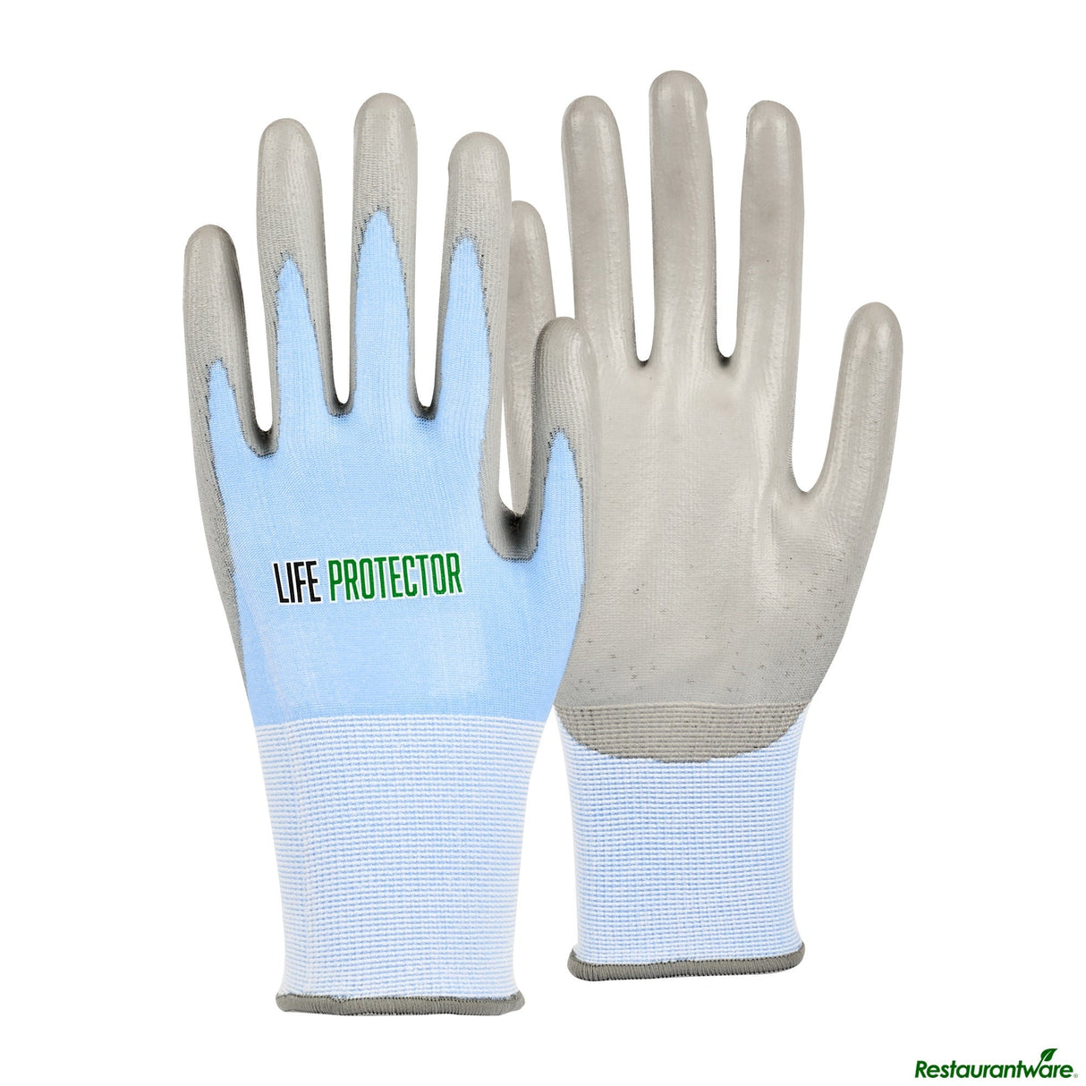 Gloves, Work, Life Protector X-Large, Cut-Resistant, Polyurethane Foam Coated Palm, Light Blue,10 - 2 PIECE