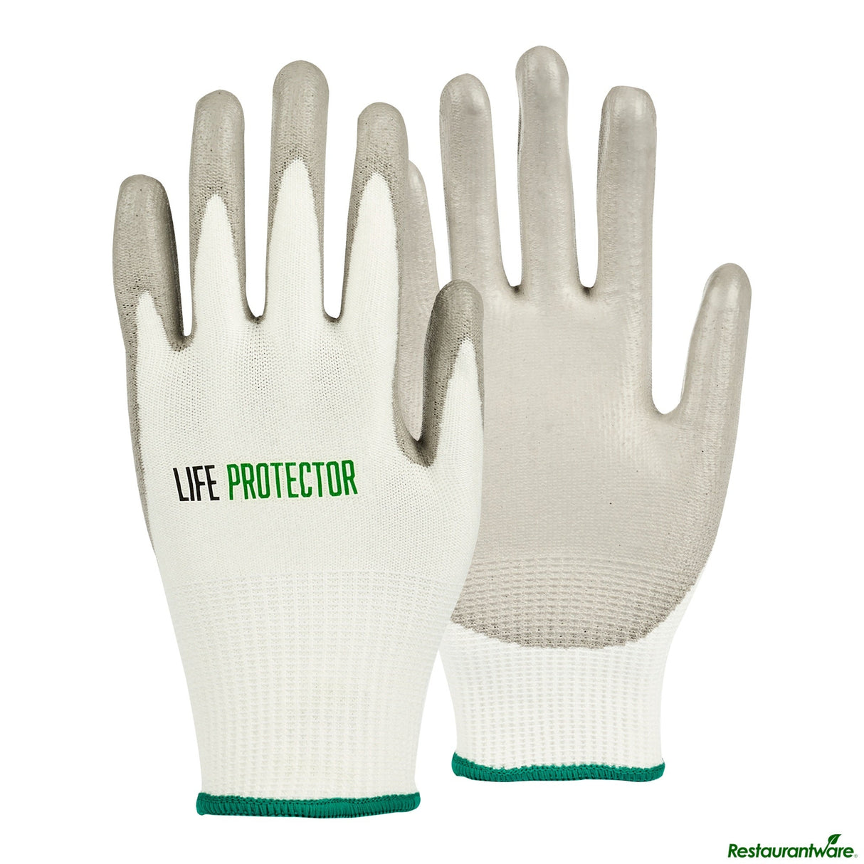 Gloves, Work, Life Protector Small, Cut-Resistant, HPPE Polyester & Spandex, Polyurethane Coated Palm, White,10 - 2 PIECE