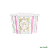 Cups, To-Go, Coppetta 8 Ounce, Paper, Green & Pink Stripe, Round, 3.75 x 3.75 x 2.25 Inch,4 - 50 COUNT