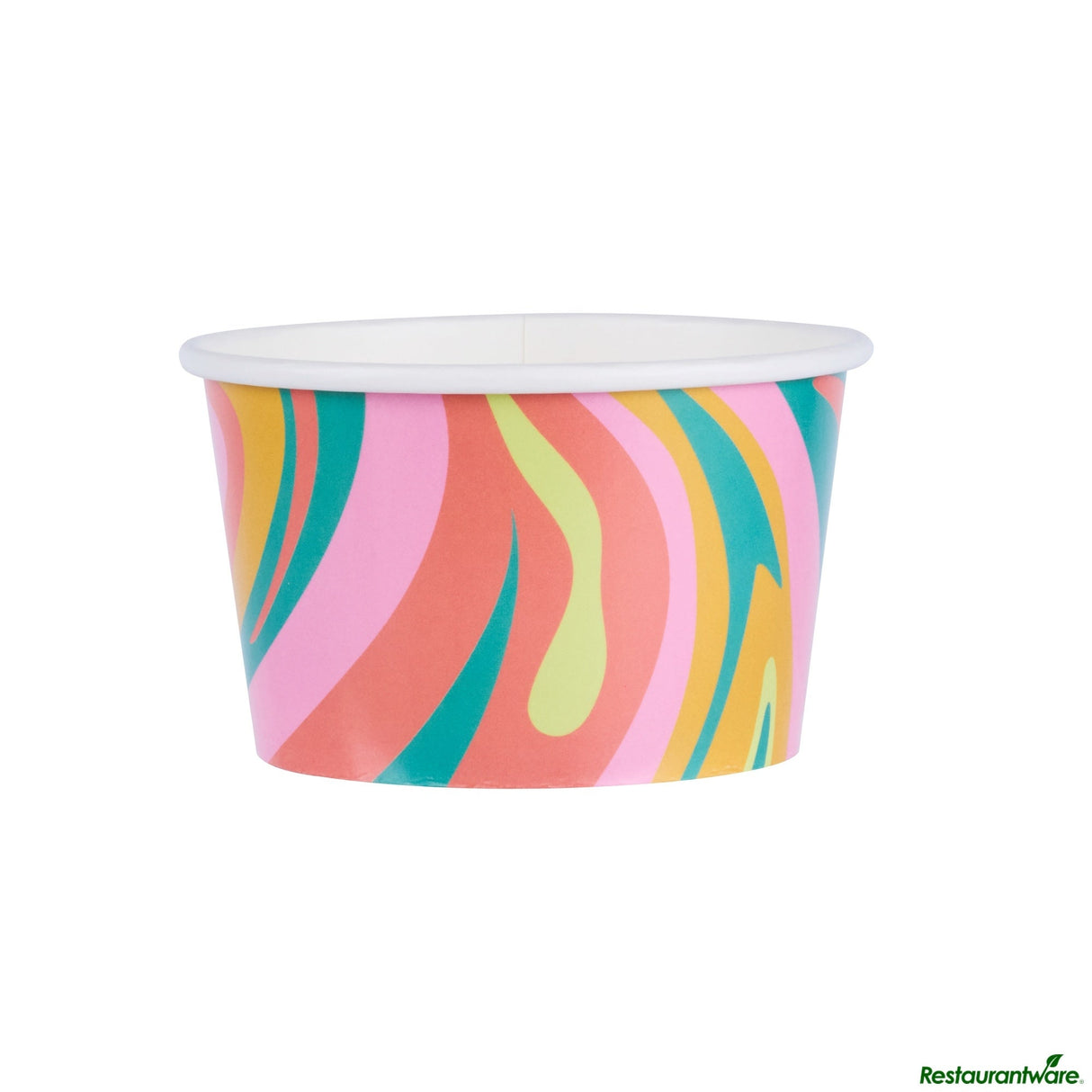 Cups, To-Go, Coppetta 8 Ounce, Paper, Psychedelic Sunrise, Round, 3.75 x 3.75 x 2.25 Inch,4 - 50 COUNT