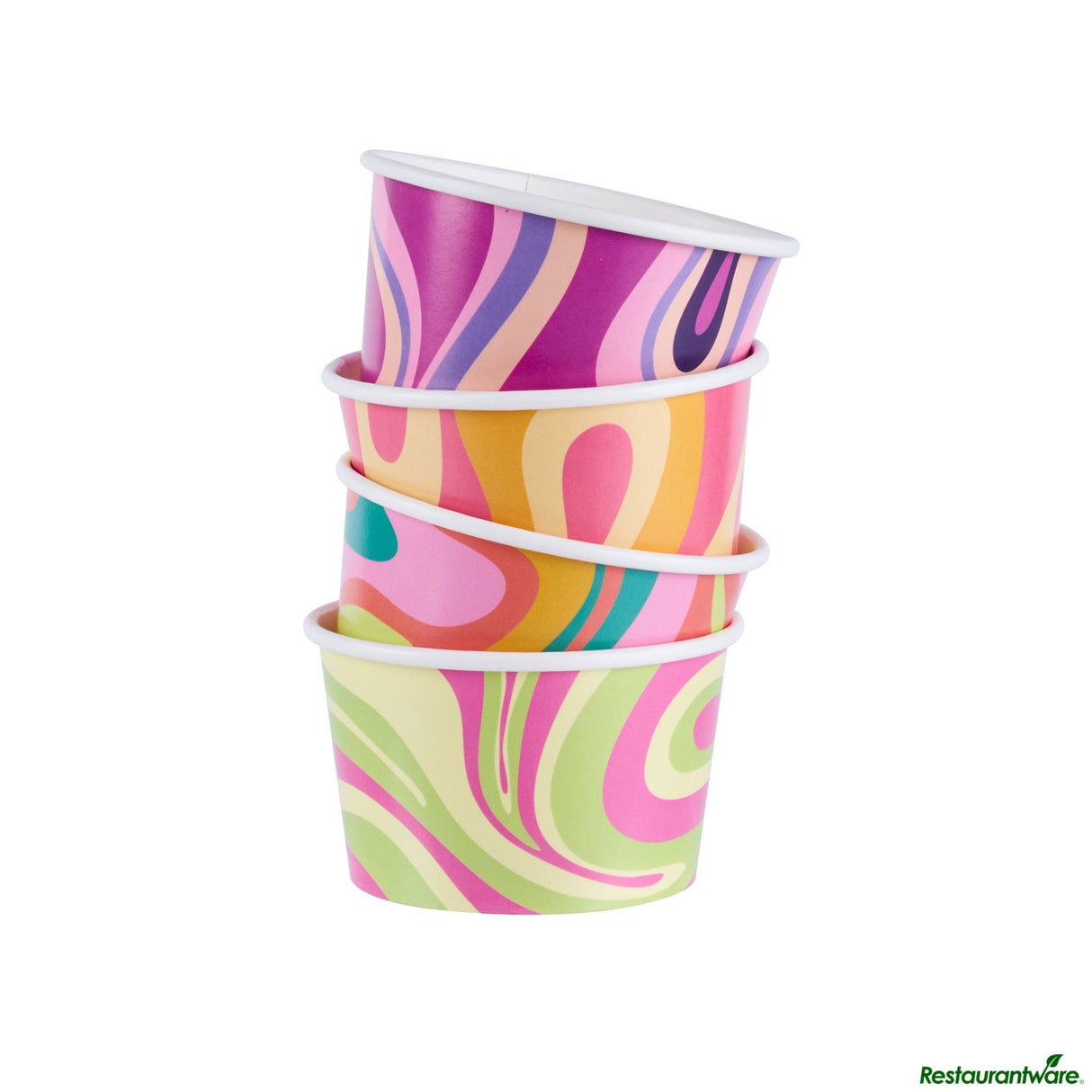 Cups, To-Go, Coppetta 8 Ounce, Paper, Assorted Groove, Round, 3.75 x 3.75 x 2.25 Inch,4 - 50 COUNT