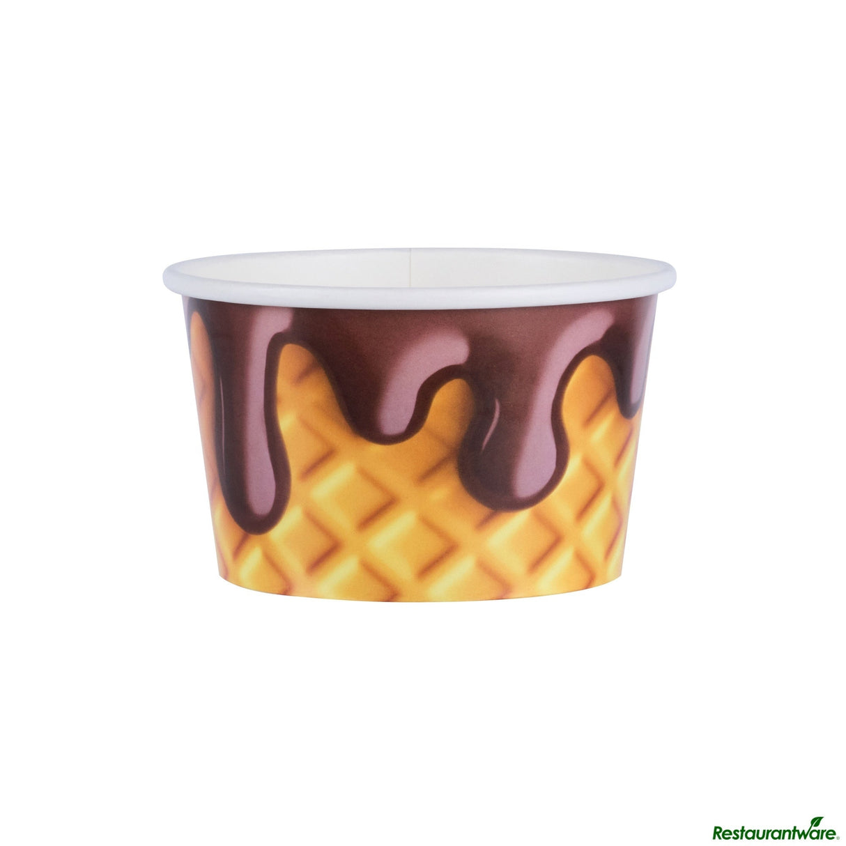 Cups, To-Go, Coppetta 8 Ounce, Paper, Chocolate Drizzle, Round, 3.75 x 3.75 x 2.25 Inch,4 - 50 COUNT