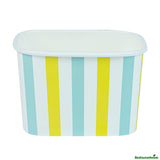 Cups, To-Go, Coppetta 12 Ounce, Paper, Blue & Green Stripe, Square, 4.25 x 3.25 x 2.75 Inch,4 - 50 COUNT