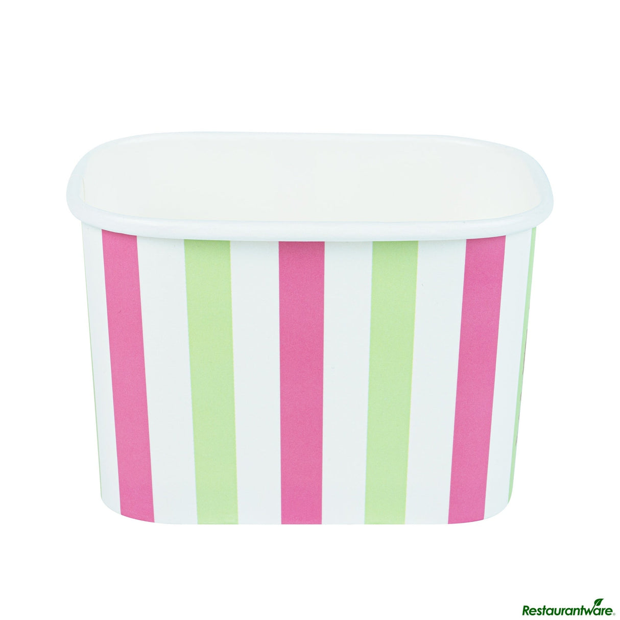 Cups, To-Go, Coppetta 12 Ounce, Paper, Green & Pink Stripe, Square, 4.25 x 3.25 x 2.75 Inch,4 - 50 COUNT