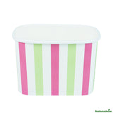 Cups, To-Go, Coppetta 12 Ounce, Paper, Green & Pink Stripe, Square, 4.25 x 3.25 x 2.75 Inch,4 - 50 COUNT