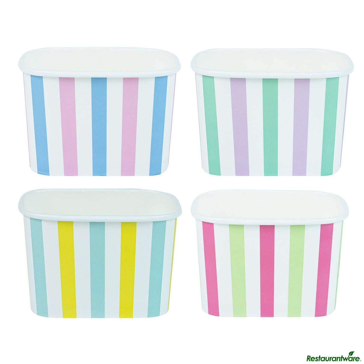 Cups, To-Go, Coppetta 12 Ounce, Paper, Assorted Stripes, Square, 4.25 x 3.25 x 2.75 Inch,4 - 50 COUNT