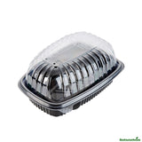 Containers, Chicken Roaster, RW Base 10.25 x 7.25 x 4.75 Inch, Microwavable Plastic, Black, 10.25 x 7.25 x 4.75 Inch, includes Clear Dome Lid,2 - 50 COUNT
