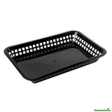 Baskets, Fast Food Serving, 11.75 x 8.5 x 1.5 Inch, Plastic, Black, Rectangle,10 - 10 COUNT