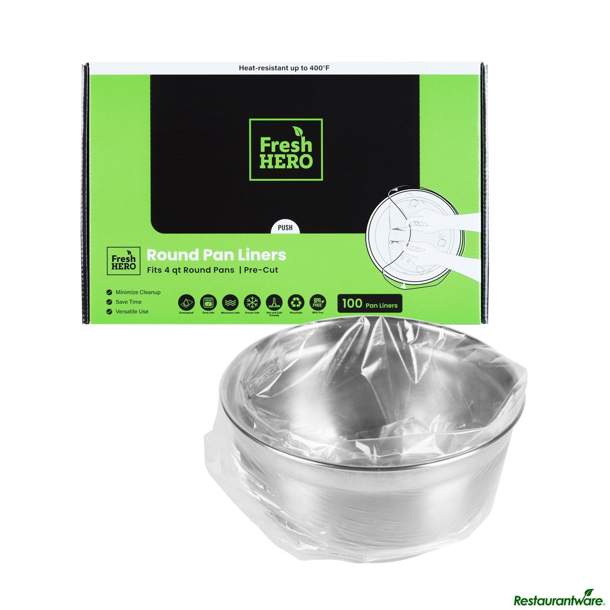 Liners, Pan, Fresh Hero 12 x 15 Inch, Nylon, Round, for 4 Quart Round Pans,100 - 1 EACH