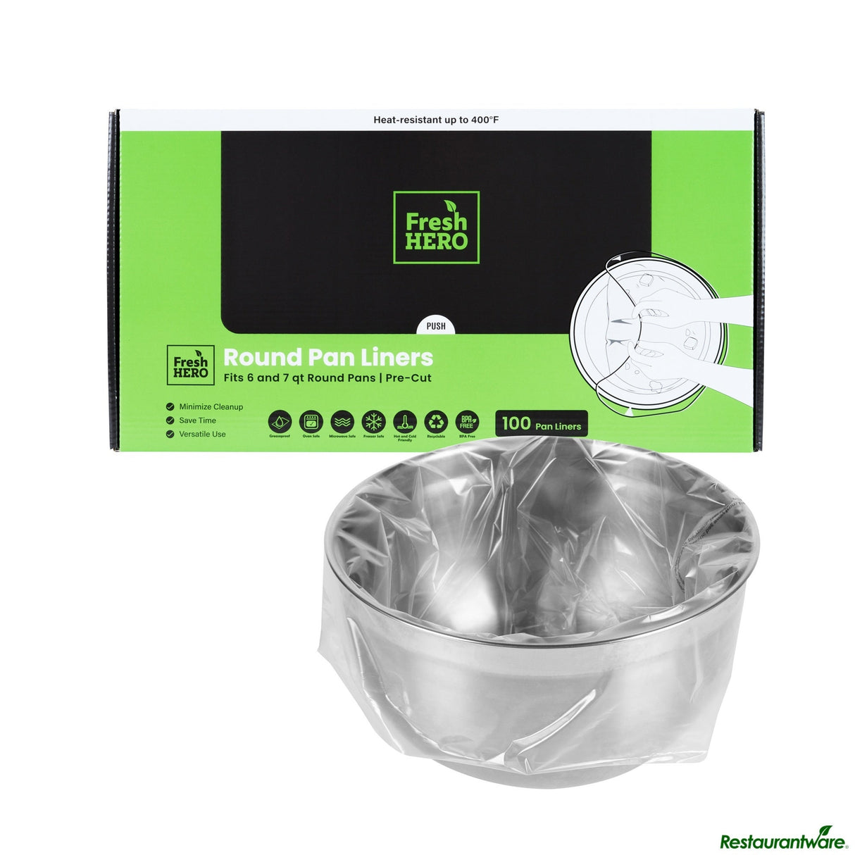 Liners, Pan, Fresh Hero 15 x 15 Inch, Nylon, Round, for 6 & 7 Quart Round Pans,100 - 1 EACH