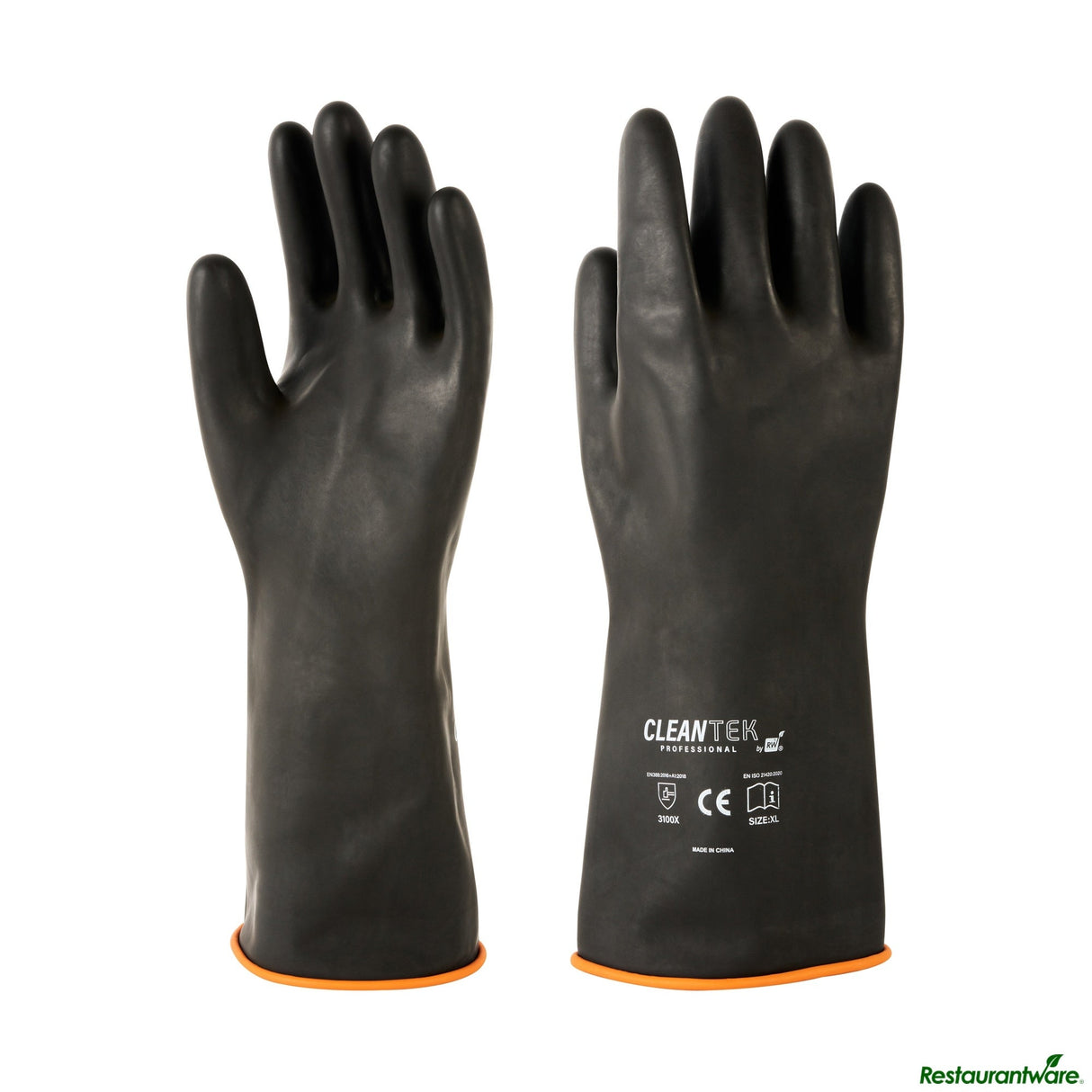 Gloves, Latex, Clean Tek, Heavy-Duty, Black, Chemical-Resistant, 13.75 Inch, 30 Mil,10 - 2 PIECE