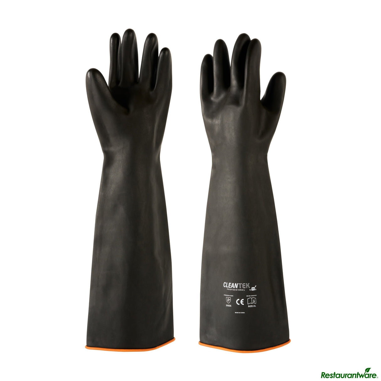 Gloves, Latex, Clean Tek, Heavy-Duty, Black, Chemical-Resistant, 21.75 Inch, 30 Mil,10 - 2 PIECE