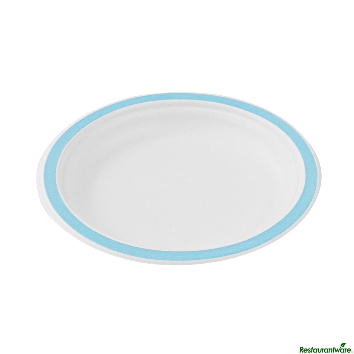 Plates, 6 Inch, Sugarcane, White, with Blue Rim,4 - 25 COUNT