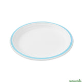 Plates, 10.25 Inch, Sugarcane, White, with Blue Rim,4 - 25 COUNT