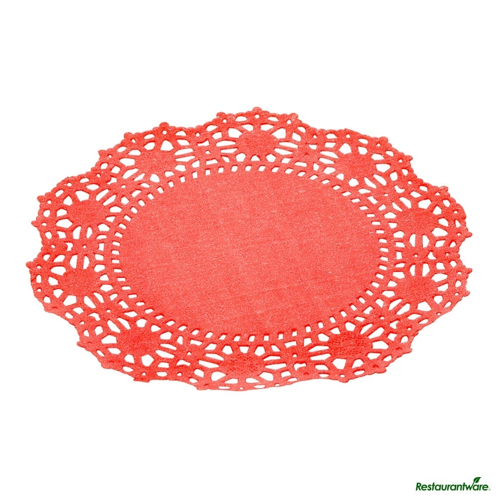 Doilies, Lace, Pastry Tek 4 Inch, Paper, Red, Round,40 - 100 COUNT