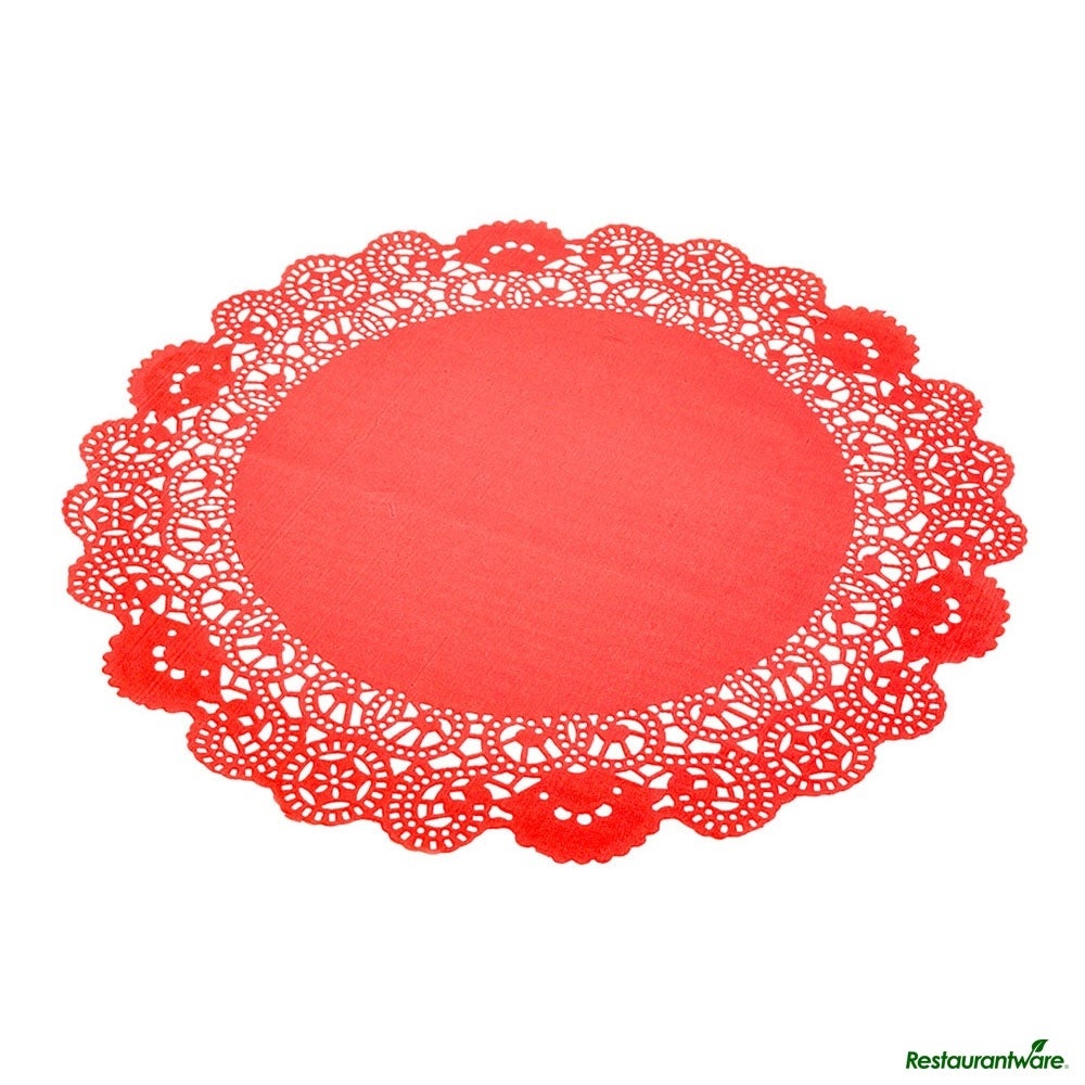 Doilies, Lace, Pastry Tek 12 Inch, Paper, Red, Round,40 - 100 COUNT