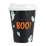 Cups, 12 Ounce, Paper, White, Single Wall, Halloween Printed, with Lids,400 - 1 EACH