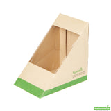 Box, Sandwich, Sustain Large, PLA-Lined Paper, 4.75 x 4.75 x 3.25 Inch, includes Window,8 - 25 COUNT