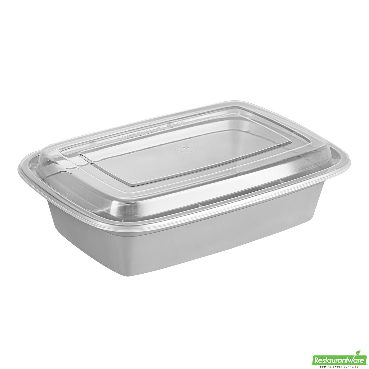 Boxes, To-Go, Asporto 38 Ounce, Microwavable Plastic, Silver, 8.75 x 6 x 2 Inch, Includes Clear Plastic Lid, Rectangular,2 - 50 COUNT