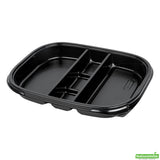 Boxes, 5-Compartment, Bento Tek 51 Ounce, Plastic, Black, 12.25 x 9.75 x 1.50 Inch, Rectangular,2 - 50 COUNT