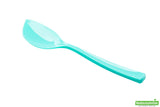 Spoons, Dessert, Petal, Heavyweight Plastic, Teal, 4.5 Inch, 4.5 Linear Inch,1 - 100 COUNT