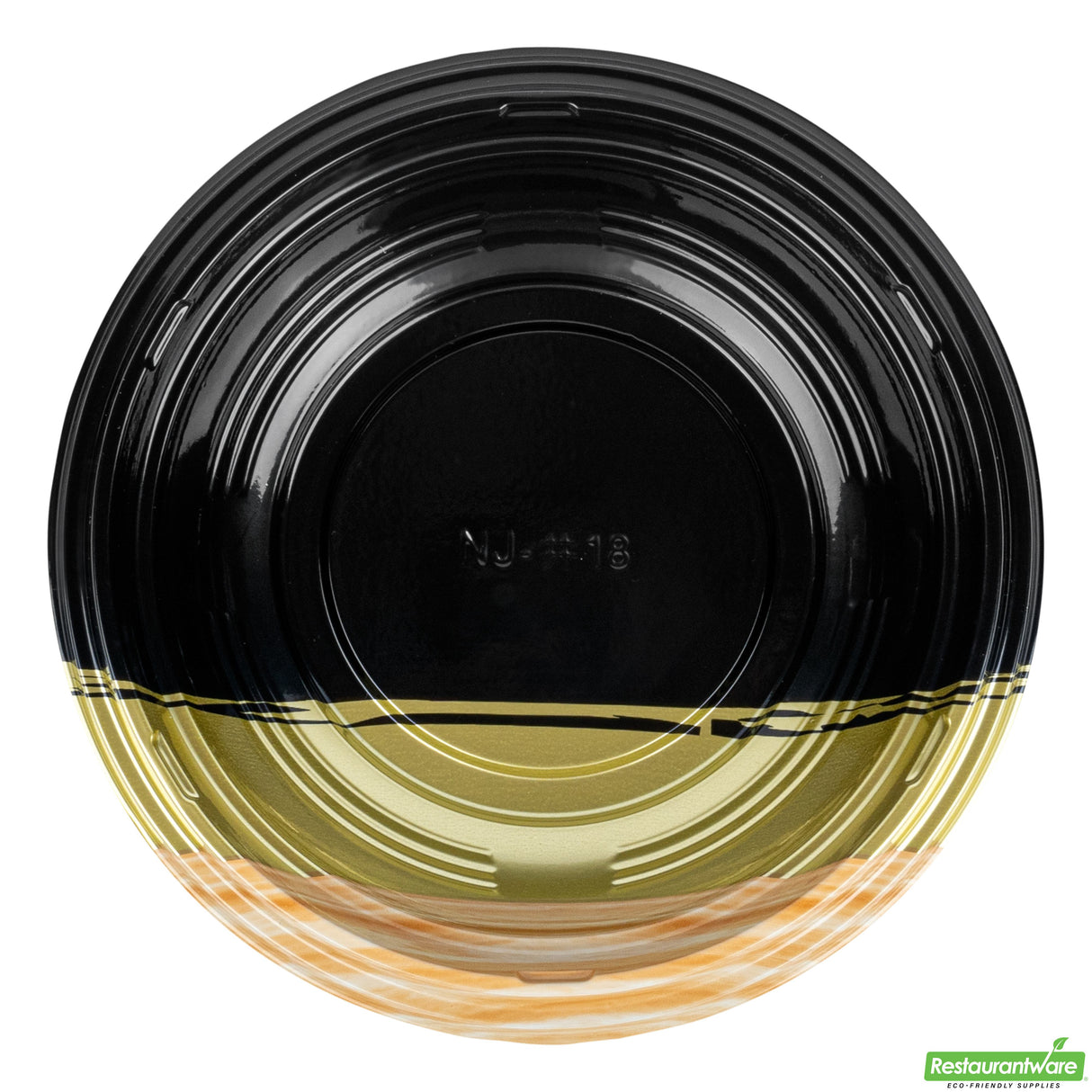 Bowls, Asian-Style, Bento Tek 14 Ounce, Plastic, Black & Gold, 7 x 7 x 1.50 Inch,4 - 100 COUNT