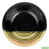 Bowls, Asian-Style, Bento Tek 14 Ounce, Plastic, Black & Gold, 7 x 7 x 1.50 Inch,4 - 100 COUNT