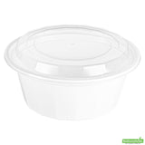 Box, To-Go, Asporto 32 Ounce, Microwavable Plastic, White, Round, 7.25 x 7.25 x 3 Inch, includes Clear Lid,50 - 1 EACH
