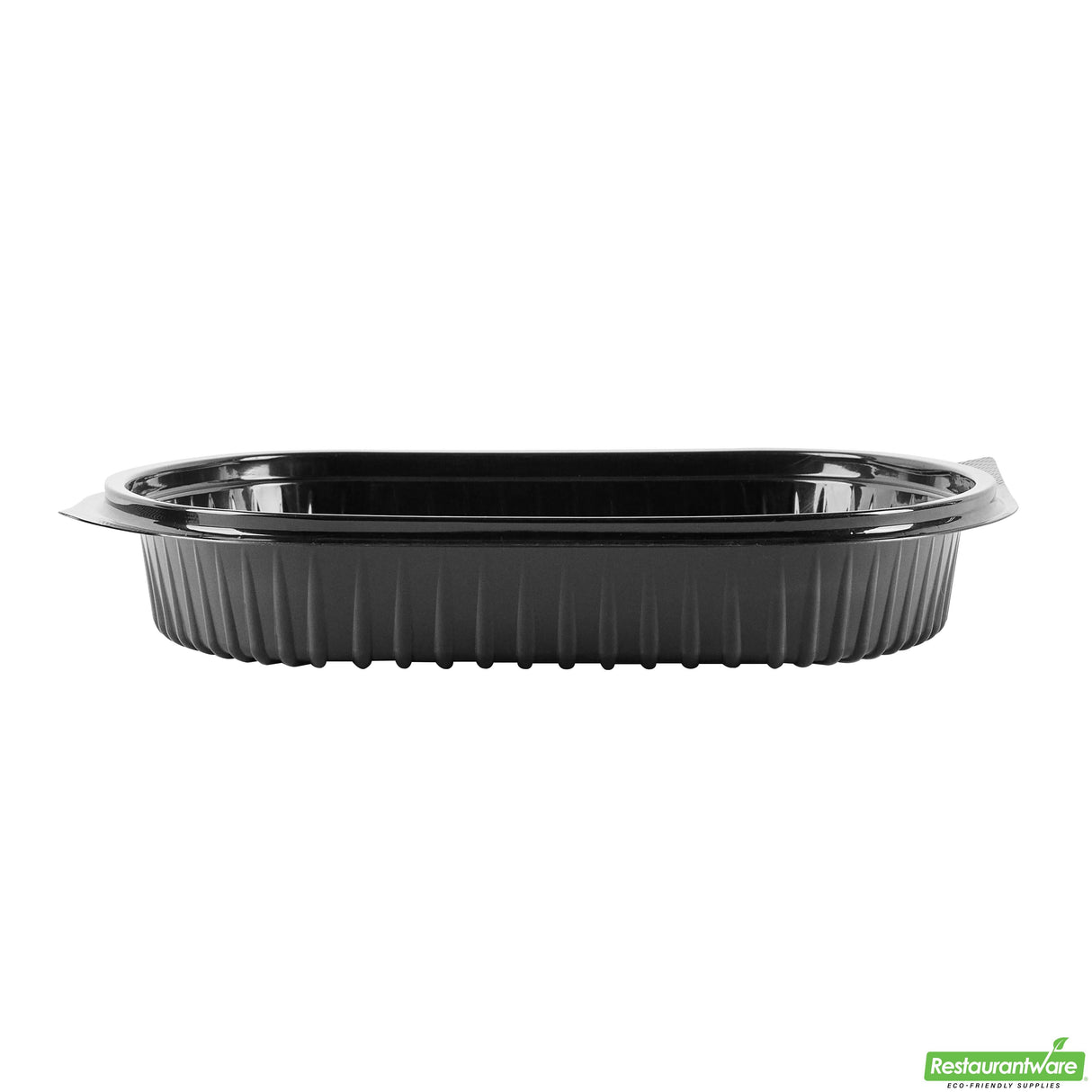 Containers, Food, RW Base 34 Ounce, Microwavable Plastic, Black, 9.50 x 8 x 2.75 Inch, Oval, Includes Clear Lid,2 - 50 COUNT